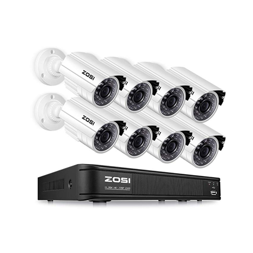 ZOSI 720P 8-Channel Home Security Camera System,1080N HD-TVI CCTV DVR Recorder and (4)1.0MP 720P(1280TVL) Night Vision Indoor